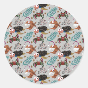 Adesivo Redondo Padrão de animais aquáticos   vida submarina do oc