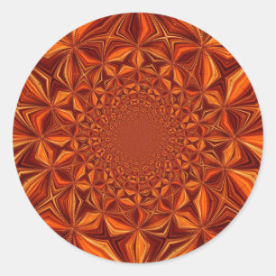 Adesivo Redondo Padrão de Arte Digital Kaleidoscópio Vermelho-6754