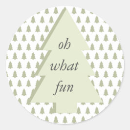 Adesivo Redondo Padrão de árvore de Natal Oh Que Diversão Verde Sa