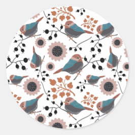 Adesivo Redondo Padrão de Aves de Frango Cuta