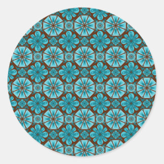Adesivo Redondo Padrão de Azulejo de Abstrato castanho teal