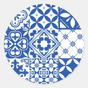 Adesivo Redondo Padrão de azulejos cerâmicos
