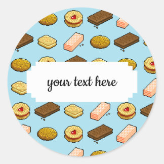 Adesivo Redondo Padrão de Biscoito de Biscoito de Arte Pixel