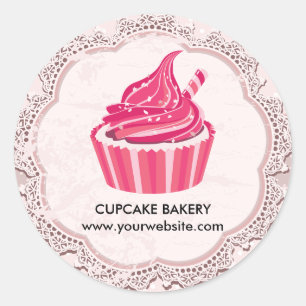 Adesivo Redondo Padrão de Bolinhas Cupcake Quadro Tradicional Pada