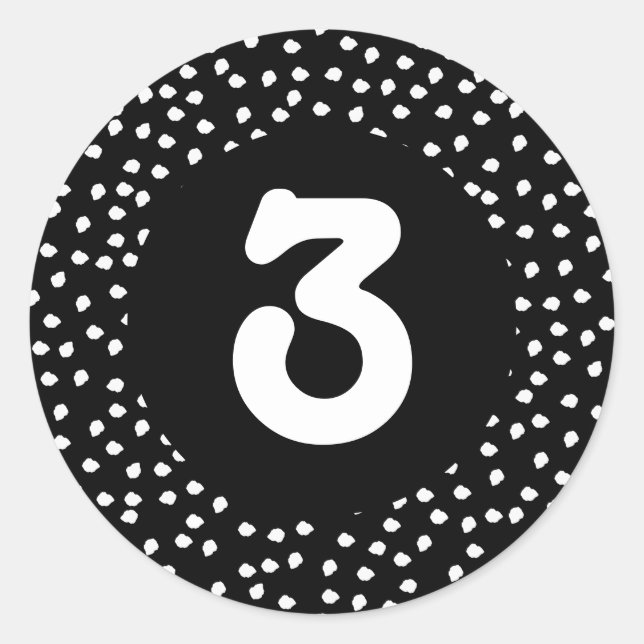 Adesivo Redondo Padrão de Bolinhas Mínimo Moderno de Nome Fofo (Frente)