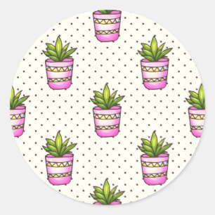 Adesivo Redondo Padrão de Bolinhas Suculente de Aquarela