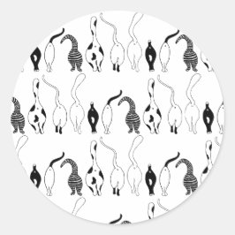 Adesivo Redondo Padrão de Bumbuns de Cat