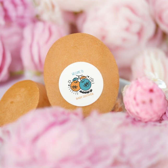 Adesivo Redondo Padrão de Cartoon de Cherry fruta (sweet cherry fruit party theme sticker,birthday party sticker,gift pack,envelope,return gift sticker)