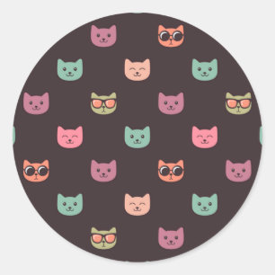 Adesivo Redondo Padrão de Cat
