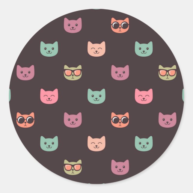 Adesivo Redondo Padrão de Cat (Frente)