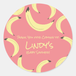 Adesivo Redondo Padrão de Chuveiro de Bebê de Lindo Maço de Banana