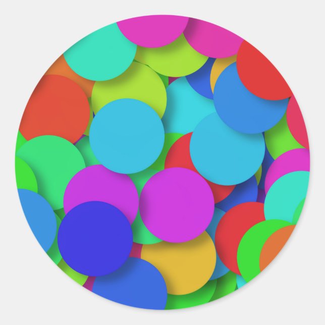Adesivo Redondo Padrão de Círculo de Pontos Coloridos (Frente)