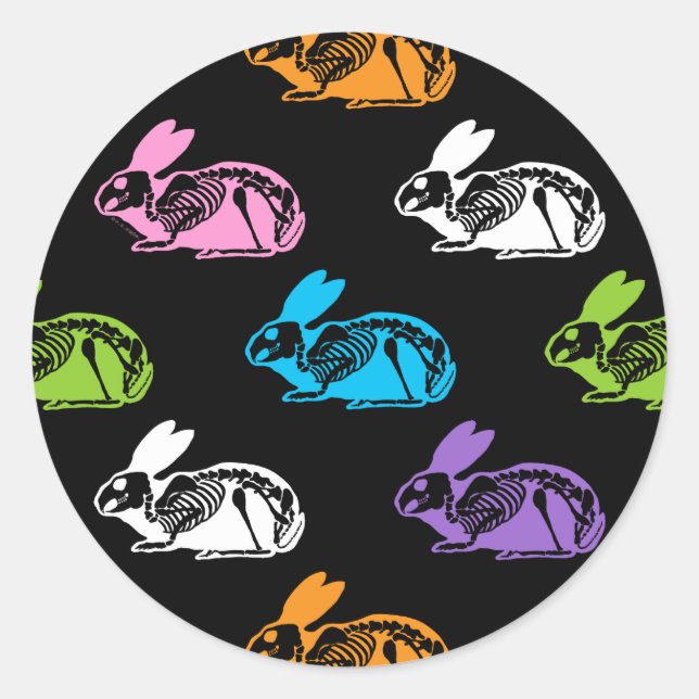 Adesivo Redondo Padrão de Coelhinho de Páscoa Bonito e Louco (Frente)