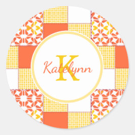 Adesivo Redondo Padrão de Coleta de Dentes de outono