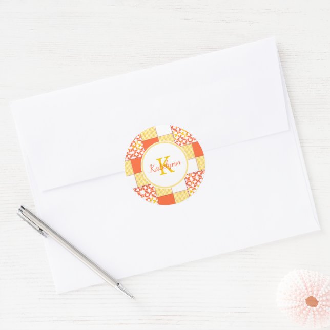 Adesivo Redondo Padrão de Coleta de Dentes de outono (Envelope)