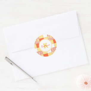 Adesivo Redondo Padrão de Coleta de Dentes de outono