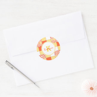 Adesivo Redondo Padrão de Coleta de Dentes de outono