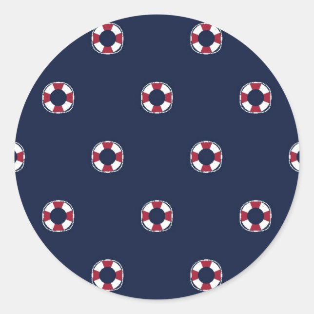 Adesivo Redondo Padrão De Compras Vermelhas E Brancas (Frente)