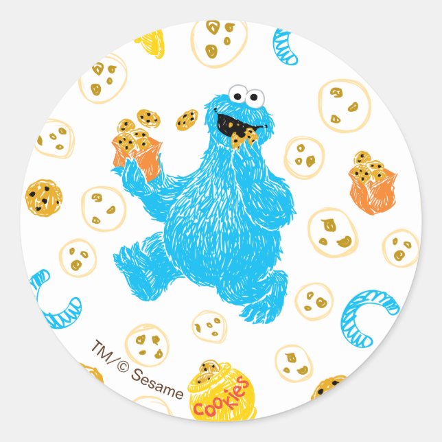 Adesivo Redondo Padrão de Cookie do Monstro do Biscoito de Lápis d (Frente)