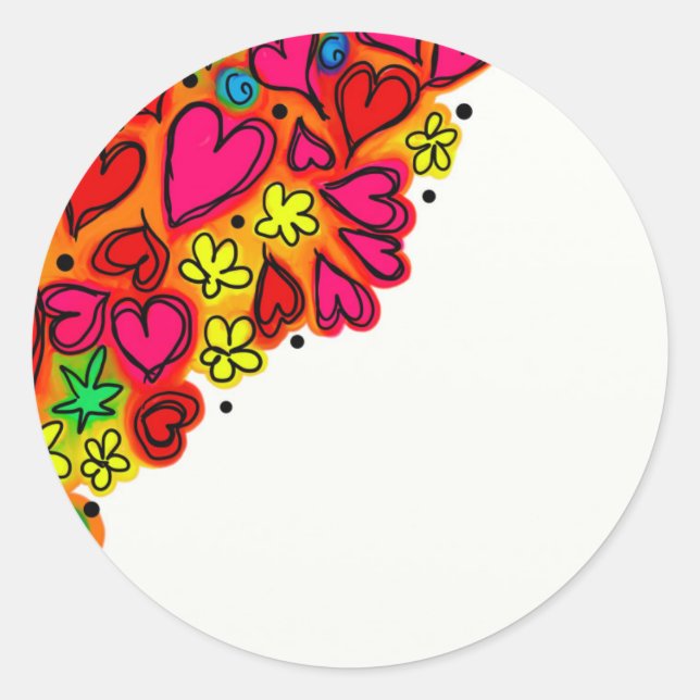 Adesivo Redondo Padrão de Coração Correspondente Único (Frente)