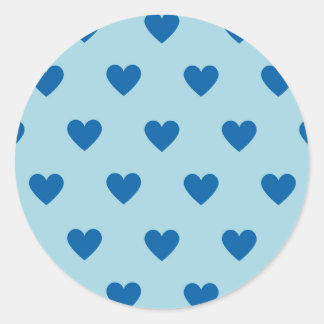Adesivo Redondo Padrão de Coração Simples Azul
