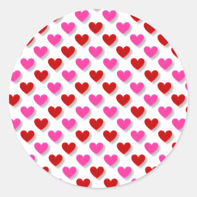 Adesivo Redondo Padrão de Coração Simples e Bonito (Frente)