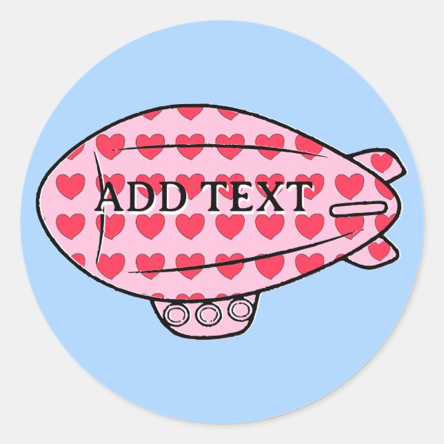 Adesivo Redondo Padrão de Coração Vermelho do Balão Blimp Rosa Per (Frente)