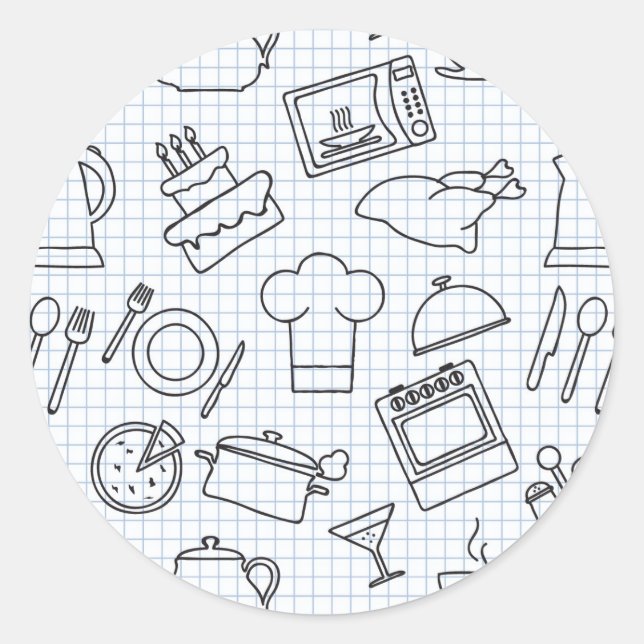 Adesivo Redondo Padrão de cozinha 4 (Frente)