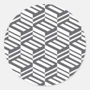 Adesivo Redondo Padrão de cubo geométrico moderno, urbano e din