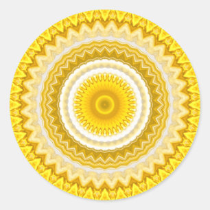 Adesivo Redondo Padrão de Daffodil Mandala Amarelo