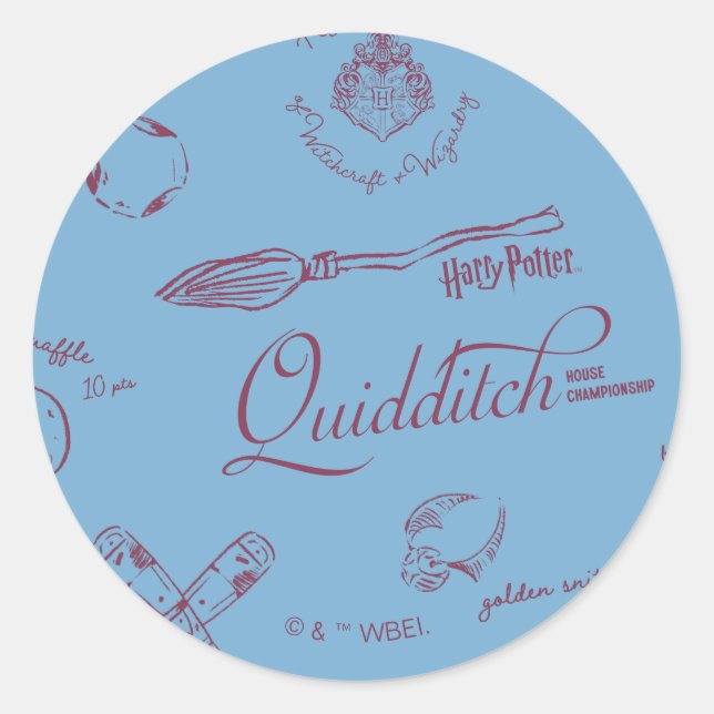 Adesivo Redondo Padrão de Desenho de QUIDDITCH™ Vintage (Frente)