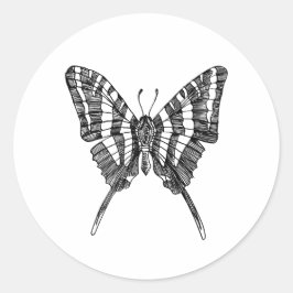 Adesivo Redondo Padrão de Desenho de Tinta da Borboleta de Zebra P