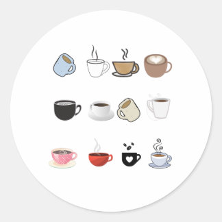 Adesivo Redondo Padrão de Designs de Mugs de Café