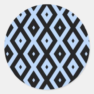 Adesivo Redondo Padrão de diamante azul pálido e preto