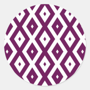 Adesivo Redondo Padrão de diamante branco e roxo de ameixa