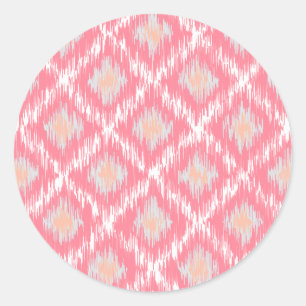 Adesivo Redondo Padrão De Diamante Ikat Chevron, Tribal, Abstrato