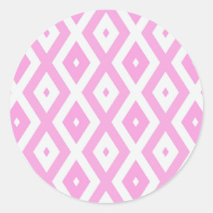Adesivo Redondo Padrão de diamante rosa e branco