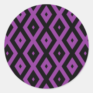 Adesivo Redondo Padrão de diamante roxo e preto
