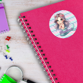 Adesivo Redondo Padrão de distribuição da Sereia Personalizada