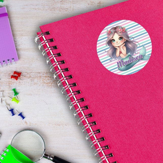 Adesivo Redondo Padrão de distribuição da Sereia Personalizada (Criador carregado)