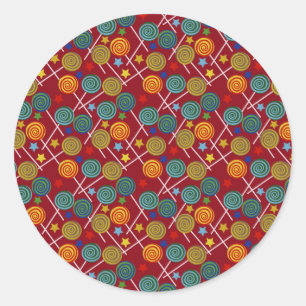 Adesivo Redondo Padrão de doces   Padrão do lombo   pirulito 32