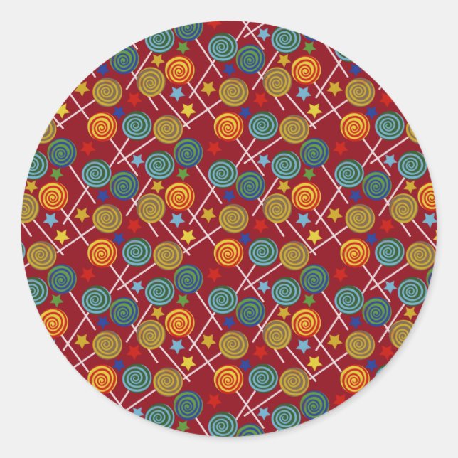 Adesivo Redondo Padrão de doces | Padrão do lombo | pirulito 32 (Frente)