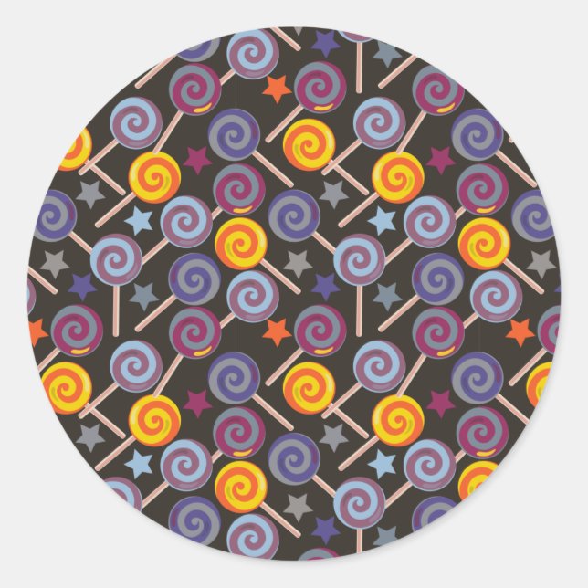 Adesivo Redondo Padrão de doces | Padrão do lombo | pirulito 9 (Frente)