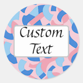 Adesivo Redondo Padrão de Doodle Rosa e Azul