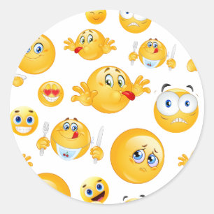 Adesivo Redondo Padrão de Emoji