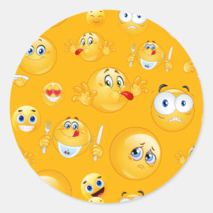 Adesivo Redondo Padrão de Emoji 2