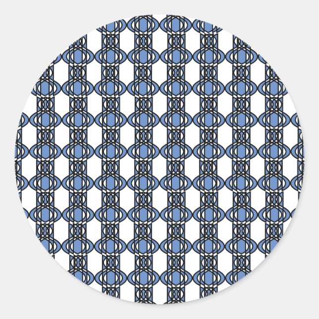 Adesivo Redondo Padrão de escaravelho Abstrato Azul do Mod Retro (Frente)