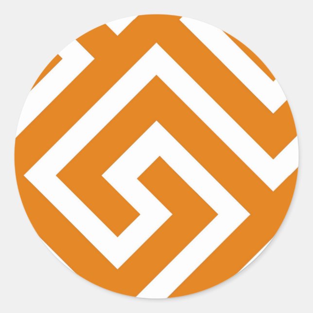 Adesivo Redondo Padrão de espiral quadrado clássico de chave grega (Frente)