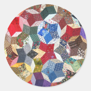 Adesivo Redondo Padrão de Estrelas de Tecido Patchwork