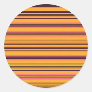 Adesivo Redondo Padrão de Faixa Horizontal Laranja Rosa Ousado